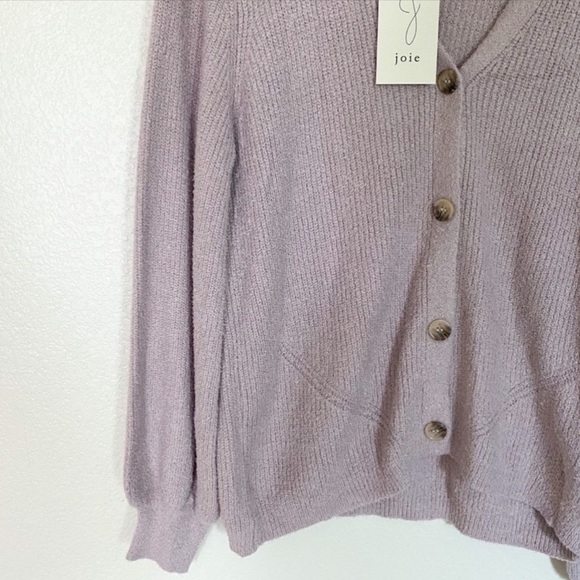 NWT Joie Cardigan Ribbed Balloon Sleeves Purple XL - Picture 2 of 8